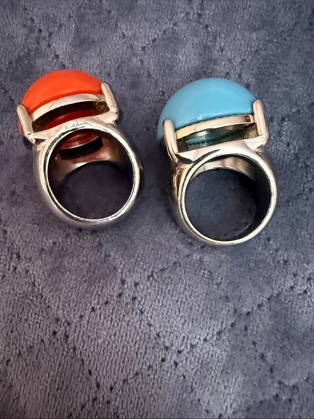 Bold Dome Cocktail Ring in Orange and Light Blue - Statement Women’s Jewelry